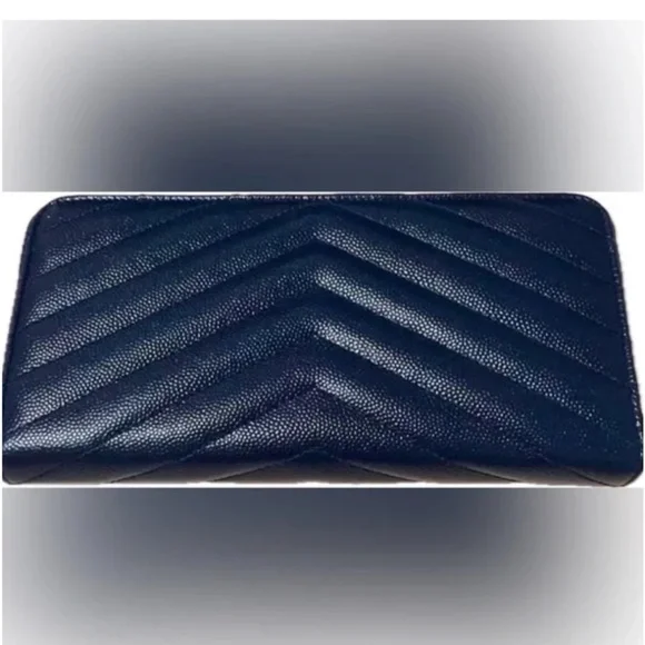 YSL Navy Zippy Wallet w/ Box + Dustbag - Picture 2 of 7